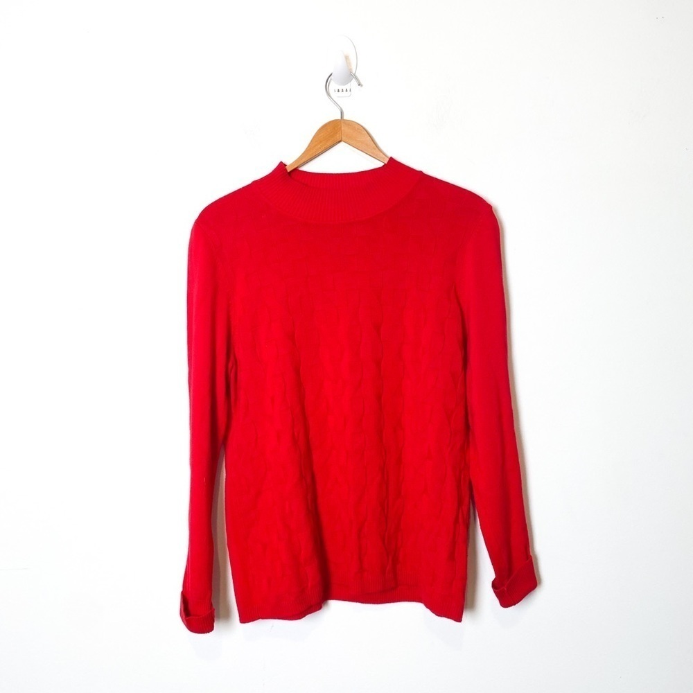 TanJay Red Mock Neck Knit Long Sleeve Sweater